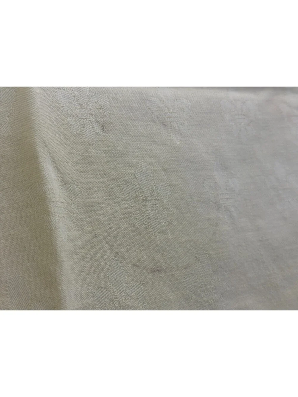Vintage Fleur de lis Tablecloth Topper Flower Light Tan Geometric Border